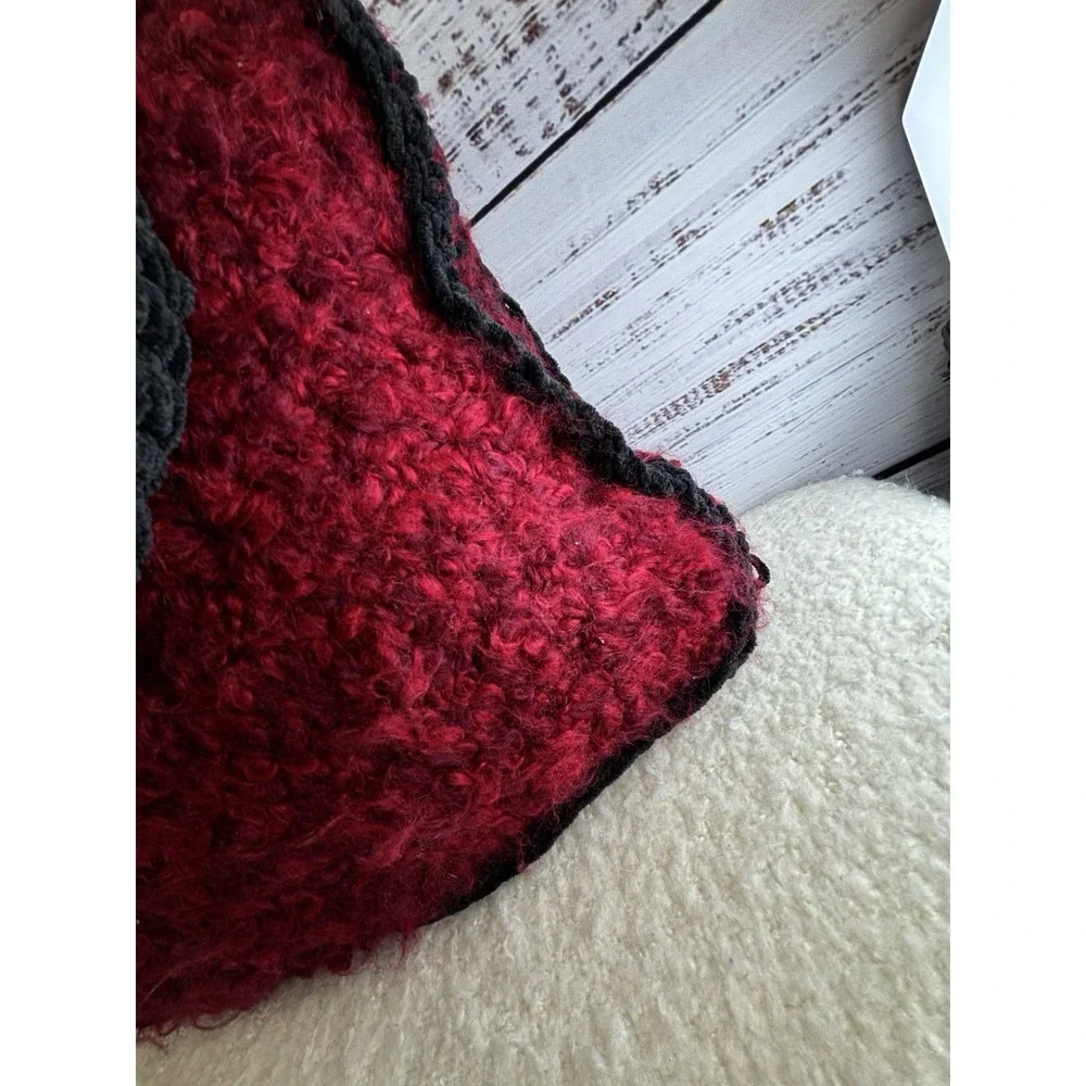 Handmade Crochet Purse Lined Red Black Fuzzy Whimsigoth Fairy Grunge Witchy